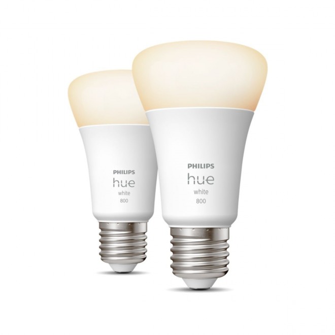 PHILIPS 8719514319028 | E27 9W -> 60W Philips normálne A60 LED svetelný zdroj hue múdre osvetlenie 806lm 2700K regulovateľná intenzita svetla, Bluetooth, 2 dielna súprava CRI>80