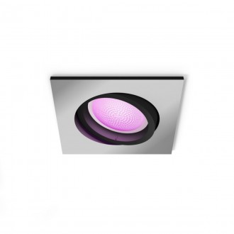 PHILIPS 8719514338807 | PHILIPS-hue-Centura Philips zabudovateľné hue múdre osvetlenie štvorec regulovateľná intenzita svetla, meniace farbu, nastaviteľná farebná teplota, Bluetooth 90x90mm 1x GU10 350lm 2200 <-> 6500K hliník