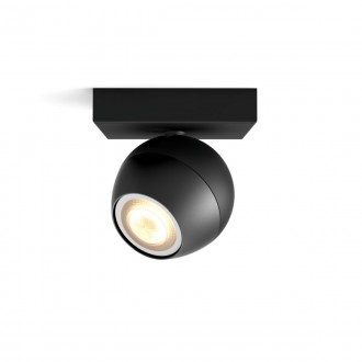 PHILIPS 8719514339200 | PHILIPS-hue-Buckram Philips spot hue múdre osvetlenie kruhový regulovateľná intenzita svetla, nastaviteľná farebná teplota, Bluetooth 1x GU10 350lm 2200 <-> 6500K čierna