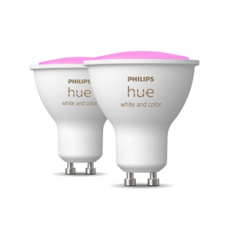 PHILIPS 8719514340084 | GU10 4,3W -> 50W Philips spot LED svetelný zdroj hue múdre osvetlenie 350lm 2200 <-> 6500K regulovateľná intenzita svetla, meniace farbu, nastaviteľná farebná teplota, Bluetooth, 2 dielna súprava CRI>80