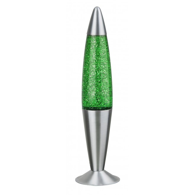 RABALUX 4113 | Glitter Rabalux dekor láva-lampa prepínač na vedení 1x E14 zelená, strieborný