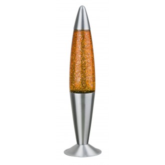 RABALUX 4114 | Glitter Rabalux dekor láva-lampa prepínač na vedení 1x E14 pomaranč, strieborný