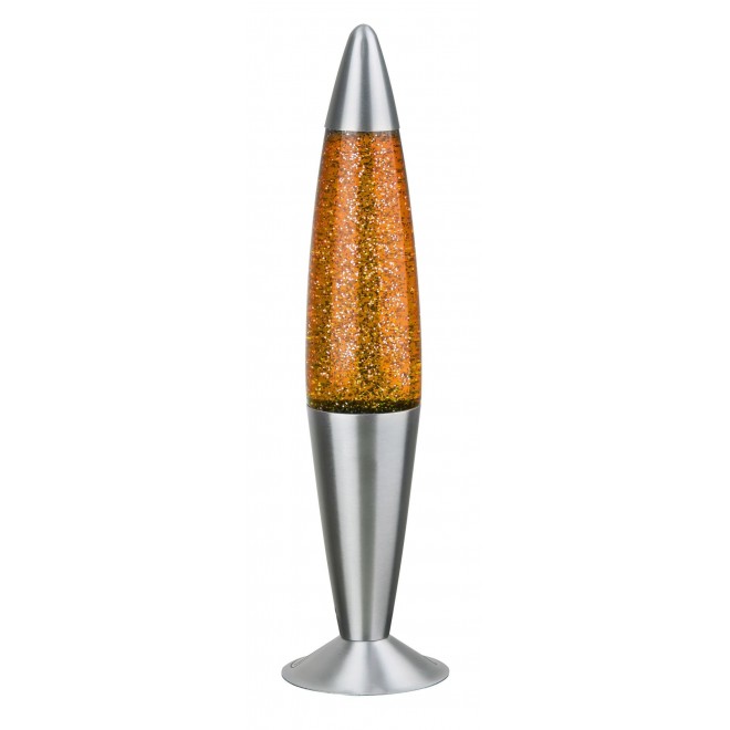 RABALUX 4114 | Glitter Rabalux dekor láva-lampa prepínač na vedení 1x E14 pomaranč, strieborný