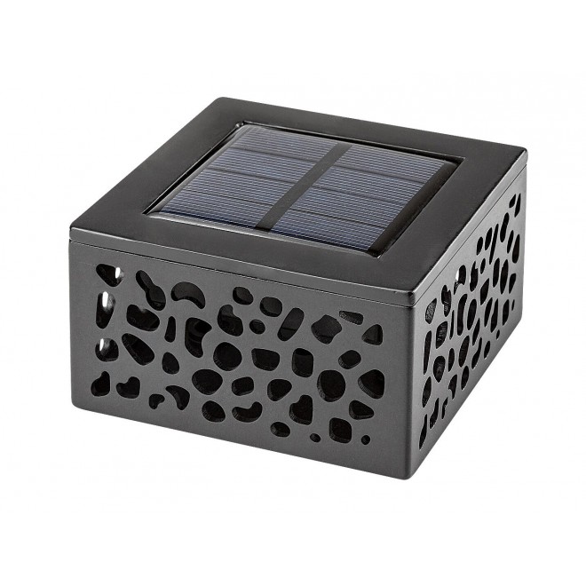 RABALUX 7032 | Medulin Rabalux dekor svietidlo štvorec prepínač slnečné kolektorové / solárne, 12 dielna súprava 1x LED 8lm 3000K IP44 čierna