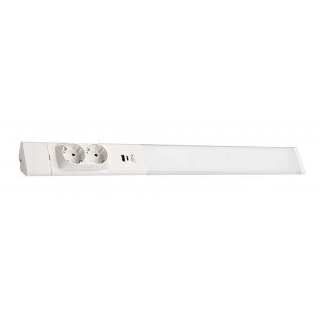 RABALUX 78032 | Bilal Rabalux osvetlenie pultu svietidlo prepínač zásuvkové zospodu, USB prijímač 1x LED 1750lm 4000K matný biely, opál
