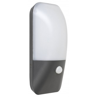 RABALUX 7997 | Ecuador Rabalux stenové svietidlo pohybový senzor UV vzdorný plast 1x LED 800lm 4000K IP54 UV antracitová sivá, biela