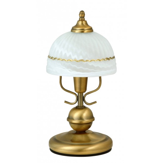 RABALUX 8812 | Flossi Rabalux stolové svietidlo 32cm prepínač na vedení 1x E14 bronzová, biela alabaster