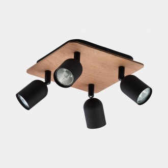 TK LIGHTING 3293 | Top-Wood Tk Lighting spot svietidlo otočné prvky 4x GU10 čierna, drevo