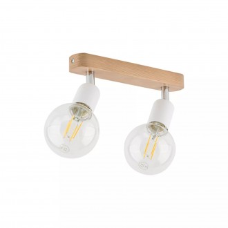 TK LIGHTING 4747 | Simply-Wood Tk Lighting stropné svietidlo 2x E27 biela, drevo