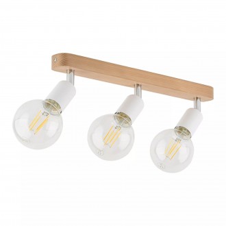 TK LIGHTING 4749 | Simply-Wood Tk Lighting stropné svietidlo 3x E27 biela, drevo