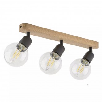 TK LIGHTING 4750 | Simply-Wood Tk Lighting stropné svietidlo 3x E27 čierna, drevo