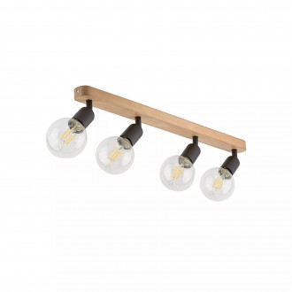TK LIGHTING 4752 | Simply-Wood Tk Lighting stropné svietidlo 4x E27 čierna, drevo