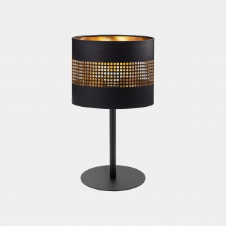 TK LIGHTING 5054 | Tago Tk Lighting stolové svietidlo 39cm prepínač 1x E27 čierna, zlatý