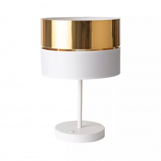 TK LIGHTING 5073 | Hilton-TK Tk Lighting stolové svietidlo 45cm prepínač 1x E27 biela, zlatý